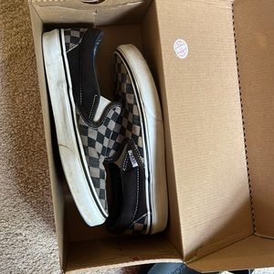 Black Pewter Checkedboard Slip Ons